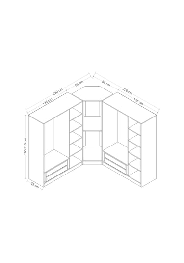 Minar Kale 7 Kapaklı 4 Ç Köşe Dolap Antrasit 210cm