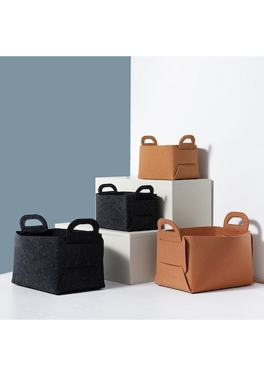 Sones Home Clutter Keçe Katlanabilir Depolama Sepetleri, Boyut: Küçük Kahverengi