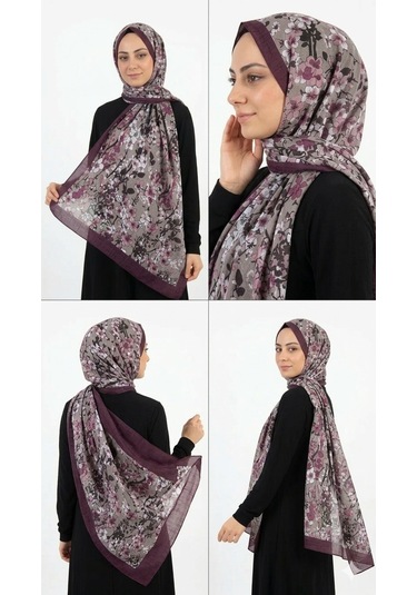 Tesettür Çiçek Desen Pamuk Soft Şal Bordo