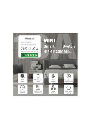 Aubess Akıllı Mini Anahtar Role 1 Kanal Çıkış, 2 Anahtar Girişi