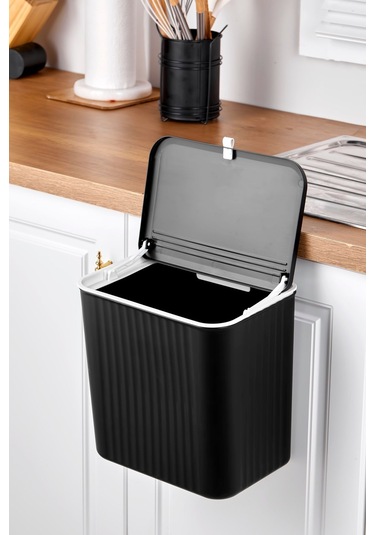 Origa 15 Lt Mutfak Tezgah Üstü Ve Dolap Askılı Çöp Kovası Siyah