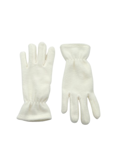 Kadın Kışlık Ekru Termal Polar Eldiven - Polar Bere 2'li Set Ekru