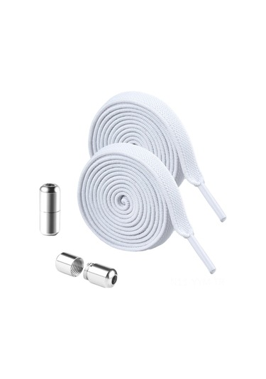 Geeksen 6mm Genişlikli Spor Ayakkabı İçin Elastik, Dikişsiz, Kapsül Kancalı Beyaz Ayakkabı İpi 1 Çift Beyaz