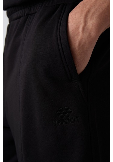 Tommy Life Siyah Pamuklu Kalın Yumuşak Dokulu Comfort Fit Basic Erkek Şort - 81261 Siyah