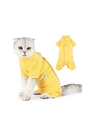 Springsun Kedi Ameliyat Sonrası İyileşme Yeleği - Yara Koruma Ve Yalama Önleyici, Sarı, Xs Boy