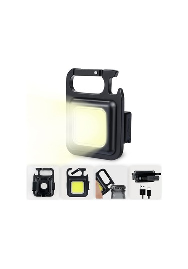 Kangvka Usb Şarjlı Anahtar Zinciri Işığı - 4 Işık Modu 800 Lumen, 360 Aydınlatma Cob Led Feneri Gösterildiği Gibi