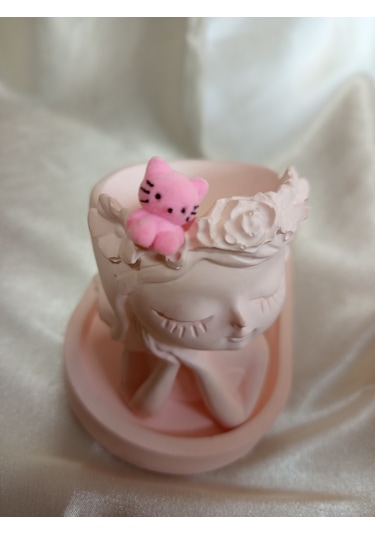 Pembe Peluş Kedili Küpe