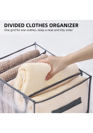 Leezsing 5 Adet Giysi Düzenleyici 5/7/9/12 Izgara Dolap Düzenleyici Depolama Çekmece Bölücüler Gardırop Giysi Kutusu Kot Pantolon Tişört İç Çamaşırı Gri