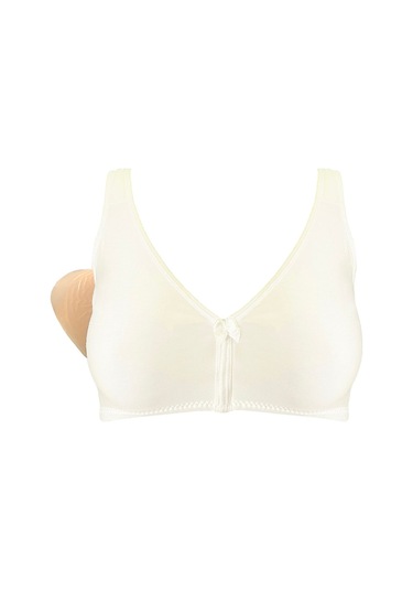 Pamuklu Mikro Penye Cepli Protez Sütyen Krem Krem