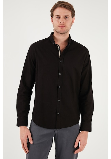 Buratti Pamuklu Regular Fit Düğmeli Yaka Erkek Gömlek Cf20S111871 Siyah