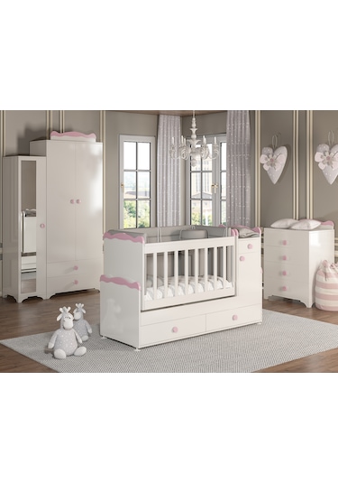 Patiko Sahra 950 3 Kapılı Bebek Odası Takımı Pembe