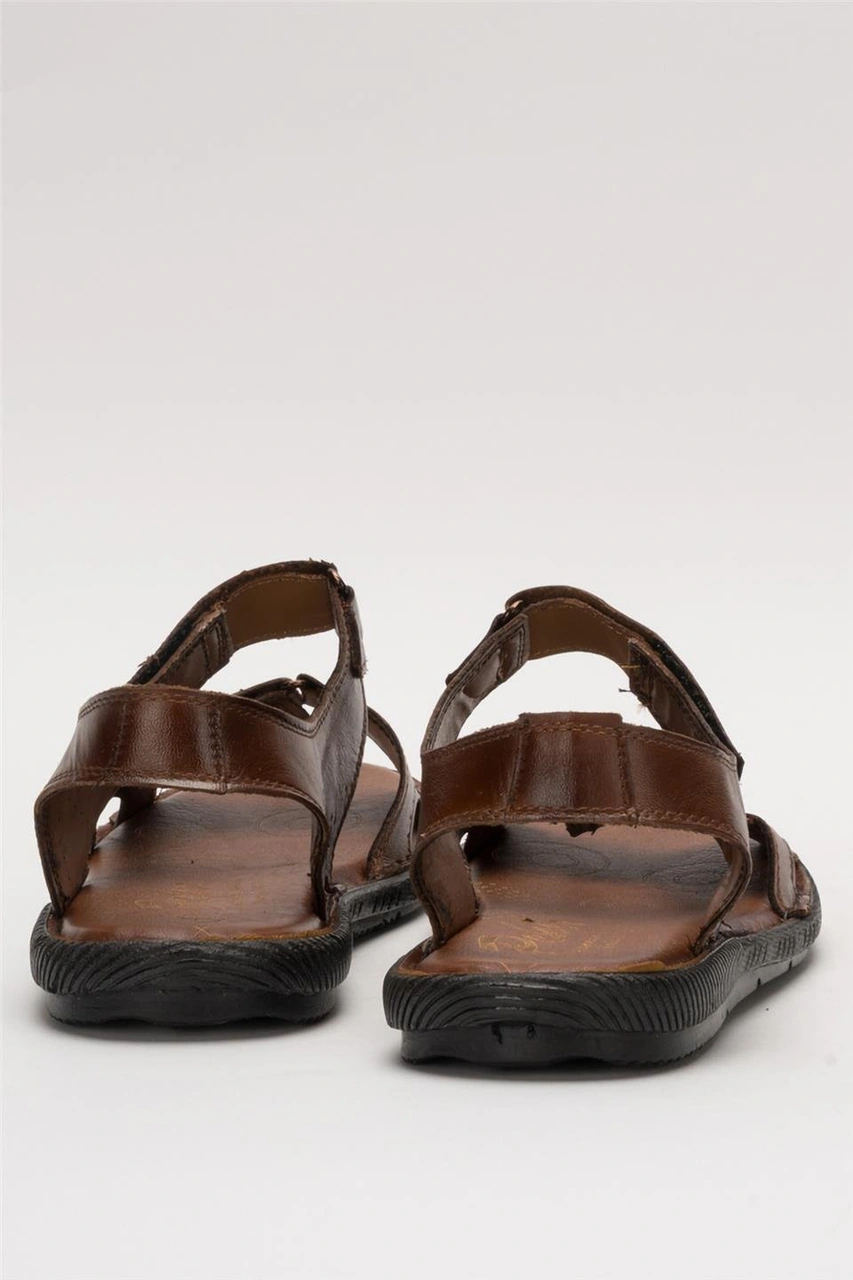 Erkek İçi Dışı Hakiki Deri Ortopetik Yazlık Esnek Ve Çok Hafif Günlük Ayakkabı Sandalet Taba Taba