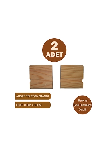 2 Adet Ahşap Telefon Tutucu Tablet Standı