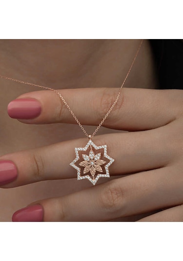 Artsmagazinmücevher Gümüş Rose Kar Tanesi Kadın Kolye