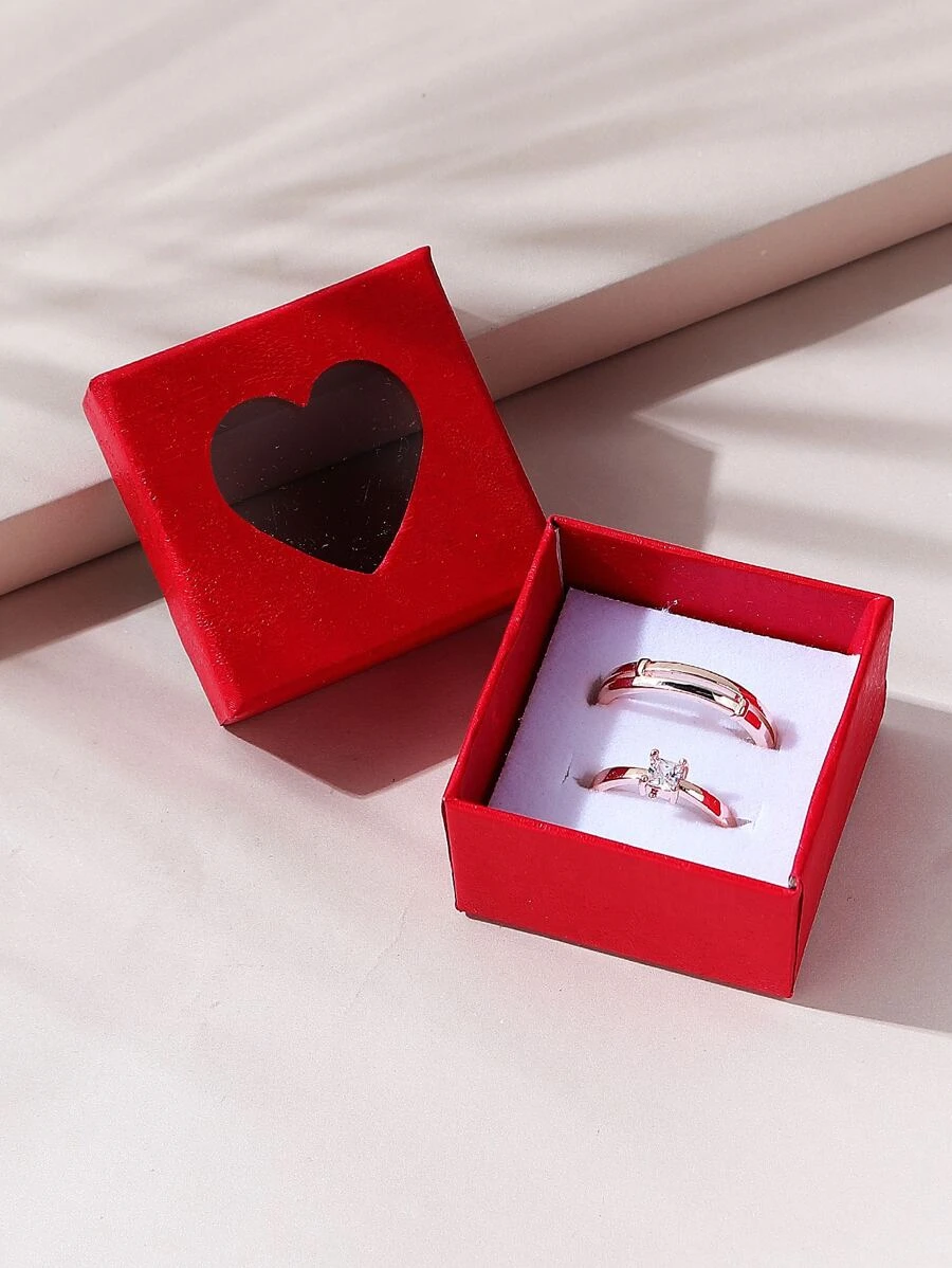 İkili Tek Taş Sevgili Yüzüğü Rose Gold