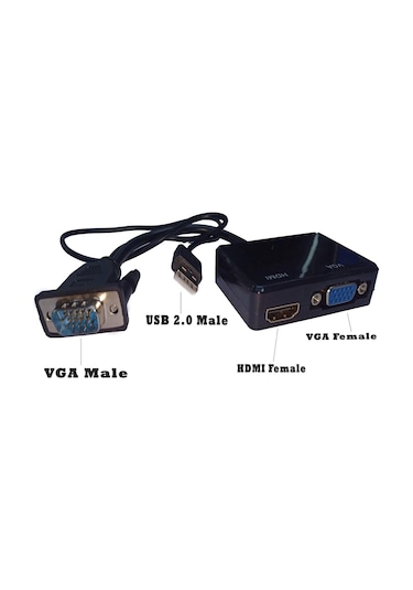 Vga To Vga+hdmi+3.5mm Çevirici Dönüştürücü Çoklayıcı Adaptör