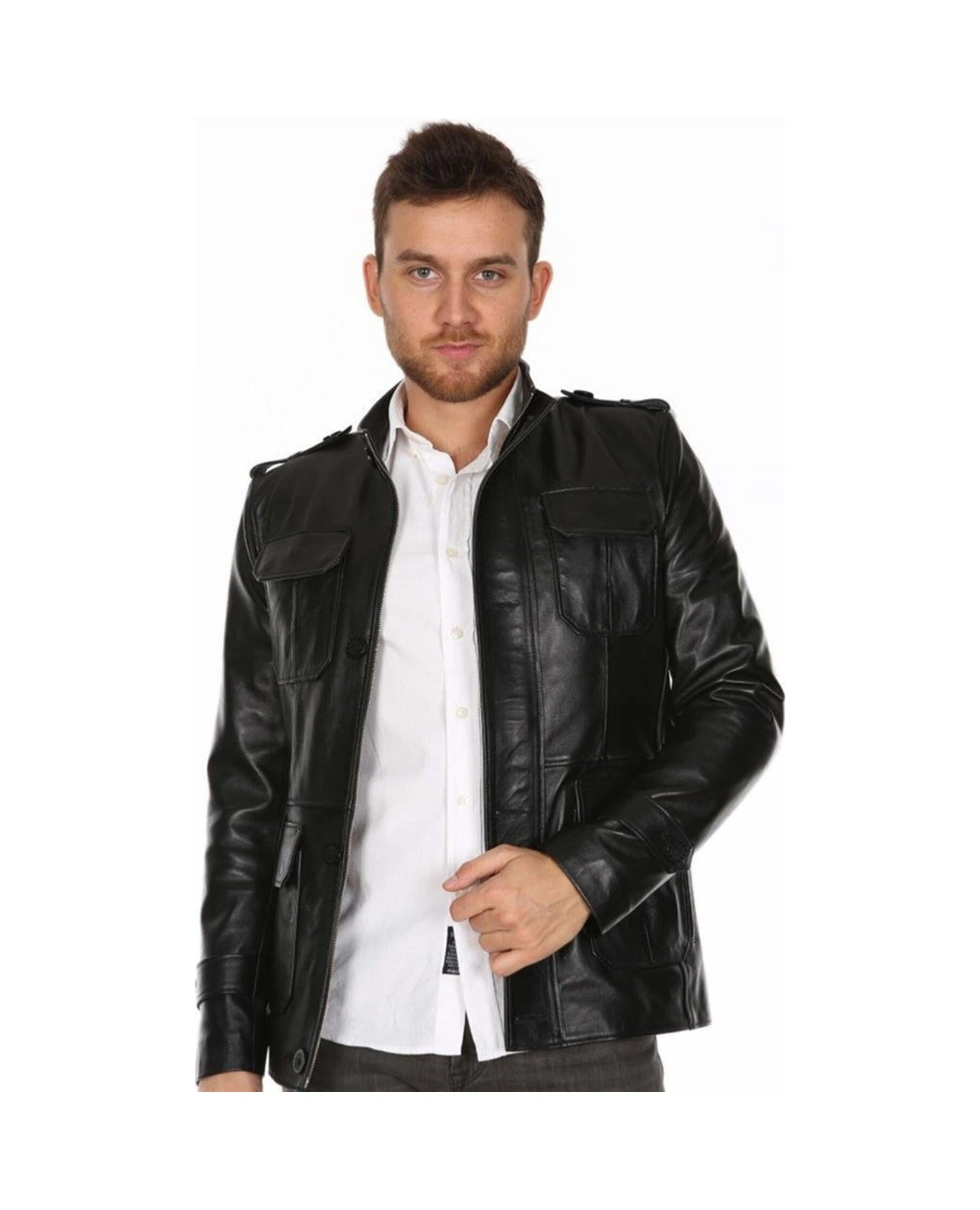 Hakiki Deri Siyah Venetta Erkek Deri Mont Siyah