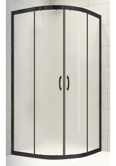 Durul Duşakabin Oval Siyah Profil 5mm Buzlu Cam Yükseklik 190 Cm Siyah