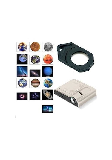Novahub Galaxy Pilli Projeksiyon Gece Lambası 16 Gezegen Kartlı 16 Planet Kartlı Bej