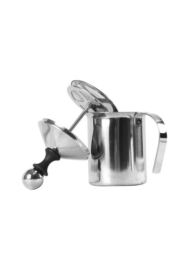 Soulader Manuel Süt Köpürtücü Çift Taraflı Tel Kremalı Süt Köpüğü Yapma Makinesi 400 Ml Paslanmaz Çelik French Press Cappuccino Latte Ekipmanı Gümüş
