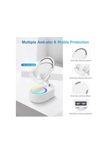 Moveevo Beyaz 300 Katlanabilir Bluetooth Hoparlör - Kablosuz Ses, Telefon Tutucu, 3000mah Acil Şarj, Renkli Ambiyans Işığı