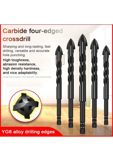 Hallow Yg8 Karbür Dört Kenarlı Crossdrill Bit Set 10 Adet