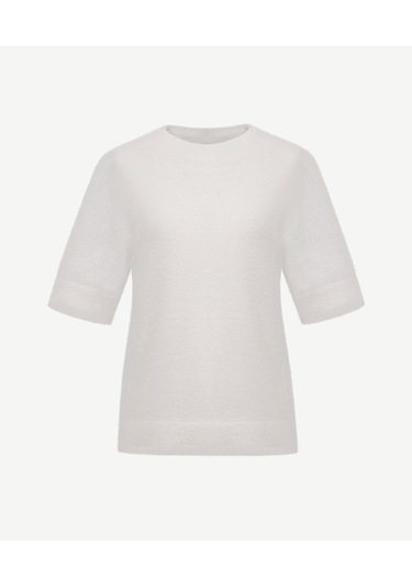 Yargıcı Regular Dik Yaka Kısa Kol Kazak 25kktr2049x 002 Beyaz