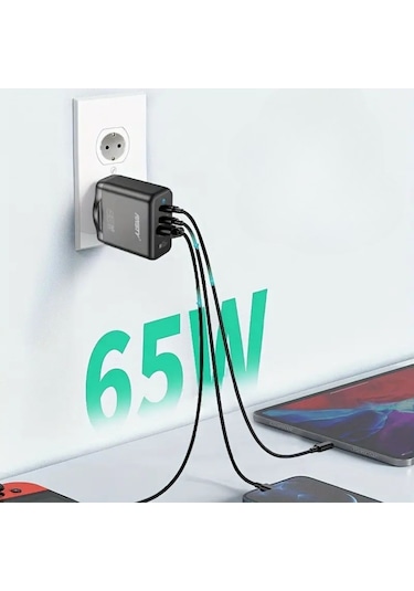 Büro Ev Ofis Telefonu İçin Taşınır Kablolu 65w Alet Hızlı Type-c Şarj Cihazı