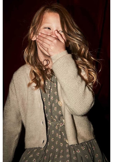 Kız Çocuk Triko Düğmeli Hırka Susam Susam