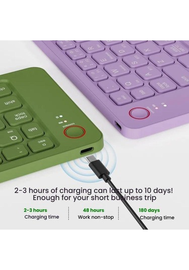 B023 İki Katlanır Taşınabilir Mini Kablosuz Bluetooth Klavye Siyah