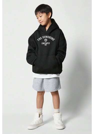 The Sunshine Baskılı Erkek - Kız Çocuk Rahat Kalıp Sweatshirt Siyah