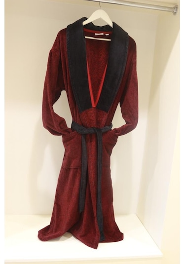 Bornoz Iplik Boya Fitilli Kadife Şalyaka Model Bornoz