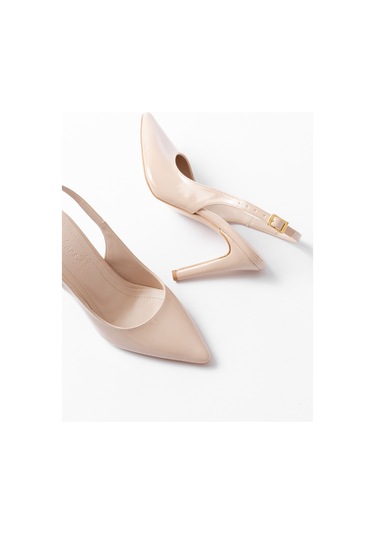 St-1153 Bej Rugan Günlük Arkası Açık 9 Cm Topuklu Kadın Ayakk...