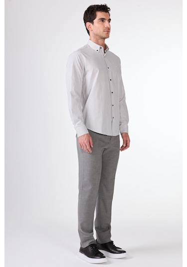 Siyah Kare Desen Regular Fit Uzun Kol Erkek Gömlek Siyah