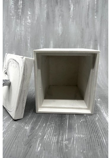 Mermer Desenli Banyo Tuvalet Wc Mini Boy Beton Çöp Kovası 2 Litre Mermer Deseni