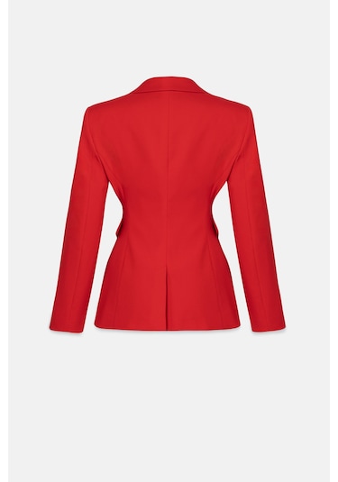 Thalure Kadın Kırmızı Tek Düğmeli Blazer Kırmızı