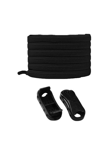 Pratik Yassı Elastik Ayakkabı Bağcığı Tak Bırak 120 CM Siyah