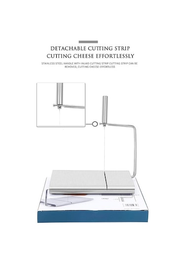 Novahub Peynir Dilimleme Tereyağı Kesici, Paslanmaz Çelik, 6 Yedek Tel, Doğru Boyut Ölçeği Gümüş