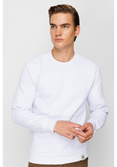 Igs İgs Erkek Beyaz Standart Bisiklet Yaka Sweatshirt Beyaz