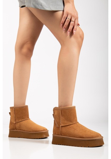 Suins Soule Model İçi Komple Kürklü Cırtlı Siyah Taba Ten Kadın Bot Taba