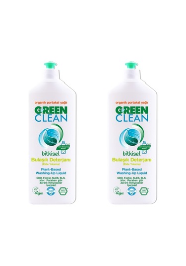 Green Clean Bitkisel Bulaşık Deterjanı 730 Ml Organik Portakal Yağlı X2 Adet