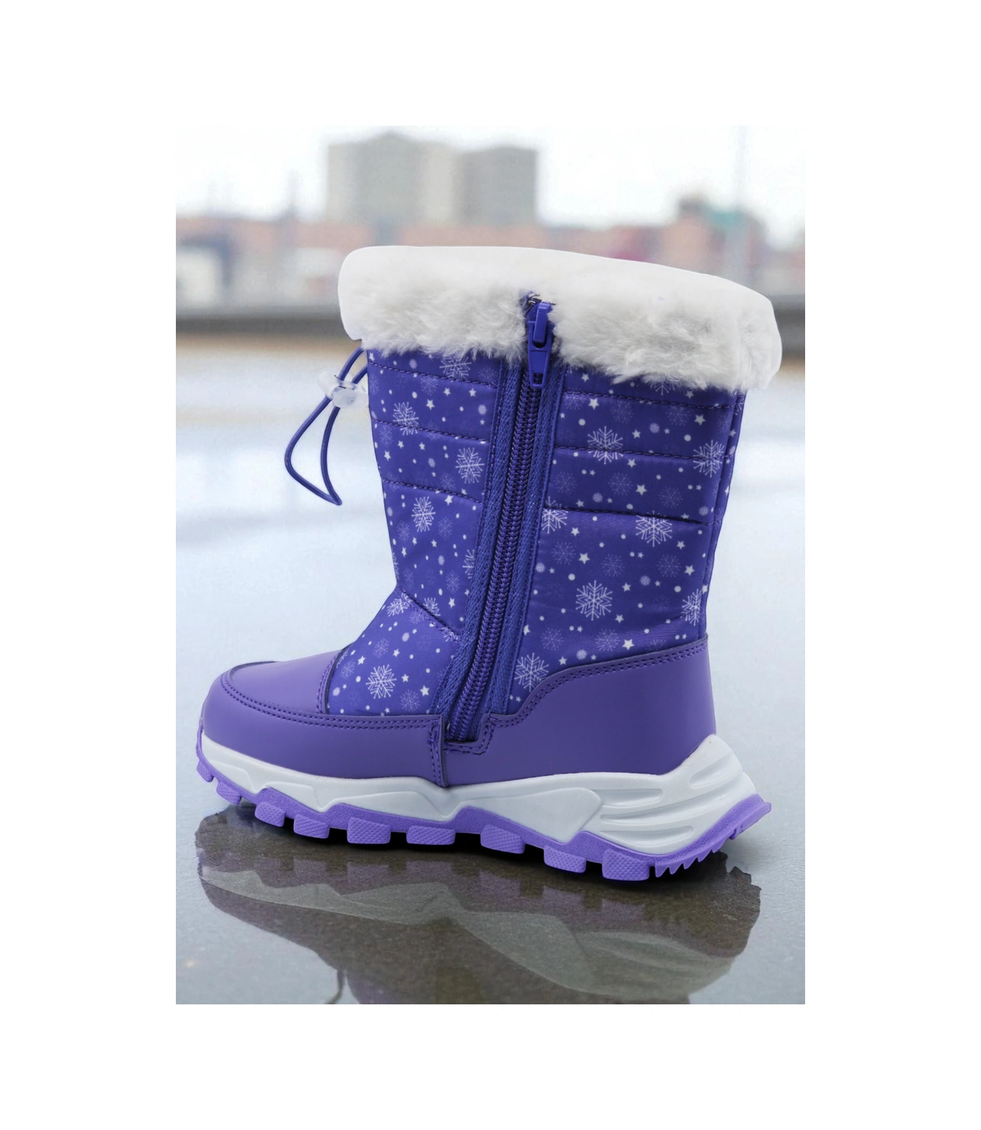 Khayt Gimli Sıcak Astar Su Ve Soğuk Dayanıklı Çocuk Kar Bot Mor