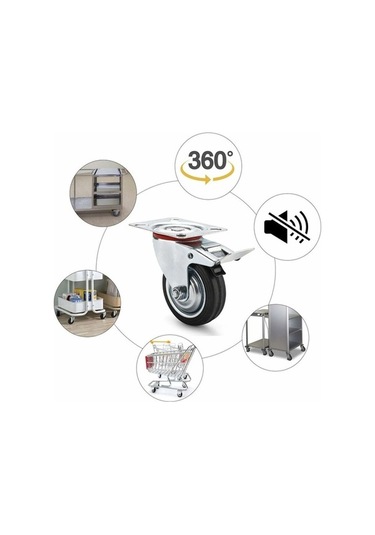 Flybuy 75mm Mobilya Taşıma Tekerleri, 4 Adet, 2x Döner+frenli, 360 Dönme, 200kg Kapasite -