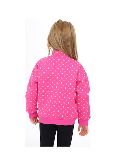 Toontoy Kız Çocuk Baskılı Hırka Koyu Fuşya