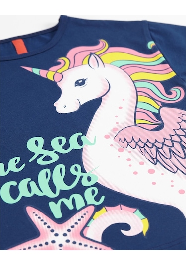 Denokids Mushi Denizatı Unicorn Kız Tunik Takım Çok Renkli