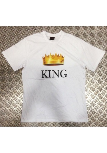 Kıng Baskılı T-shirt Beyaz