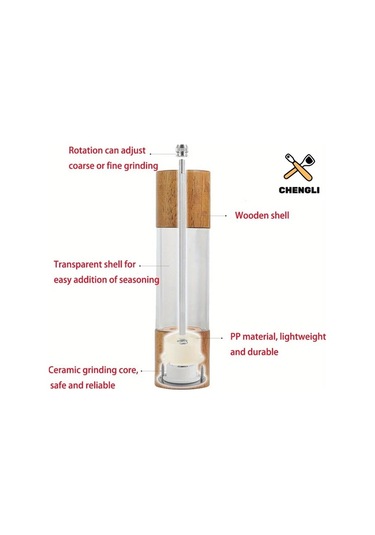 Honeybeeshop Ahşap Tuz Ve Biber Değirmeni Seti 20.32 Cm 2 Adet Manuel 8 İnç Ayarlanabilir Kaba İnce Öğütme Mutfak Baharat Öğütücü
