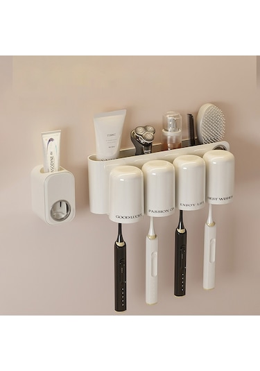 Yystore Diş Fırçası Tutucu Depolama Rafı Taşınabilir Ev Kullanımı Hızlı Kurulum Ysj8784 Bej - Sarı