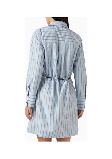 3.1 Phillip Lim Kemerli Rahat Kesim Gömlek Elbise Mavi