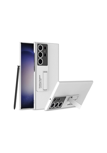 Galaxy Uyumlu S24 Ultra Kılıf Zore Standlı Ays Kapak Gümüş